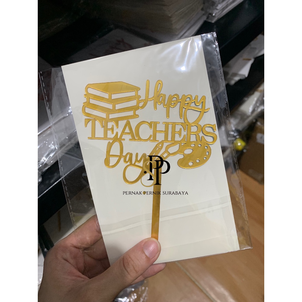 HAPPY TEACHER DAY ACRYLIC TOPPER HAPPY TEACHER DAY ACRYLIC TART CAKE DECORTATIONS WITH STICK WRITING