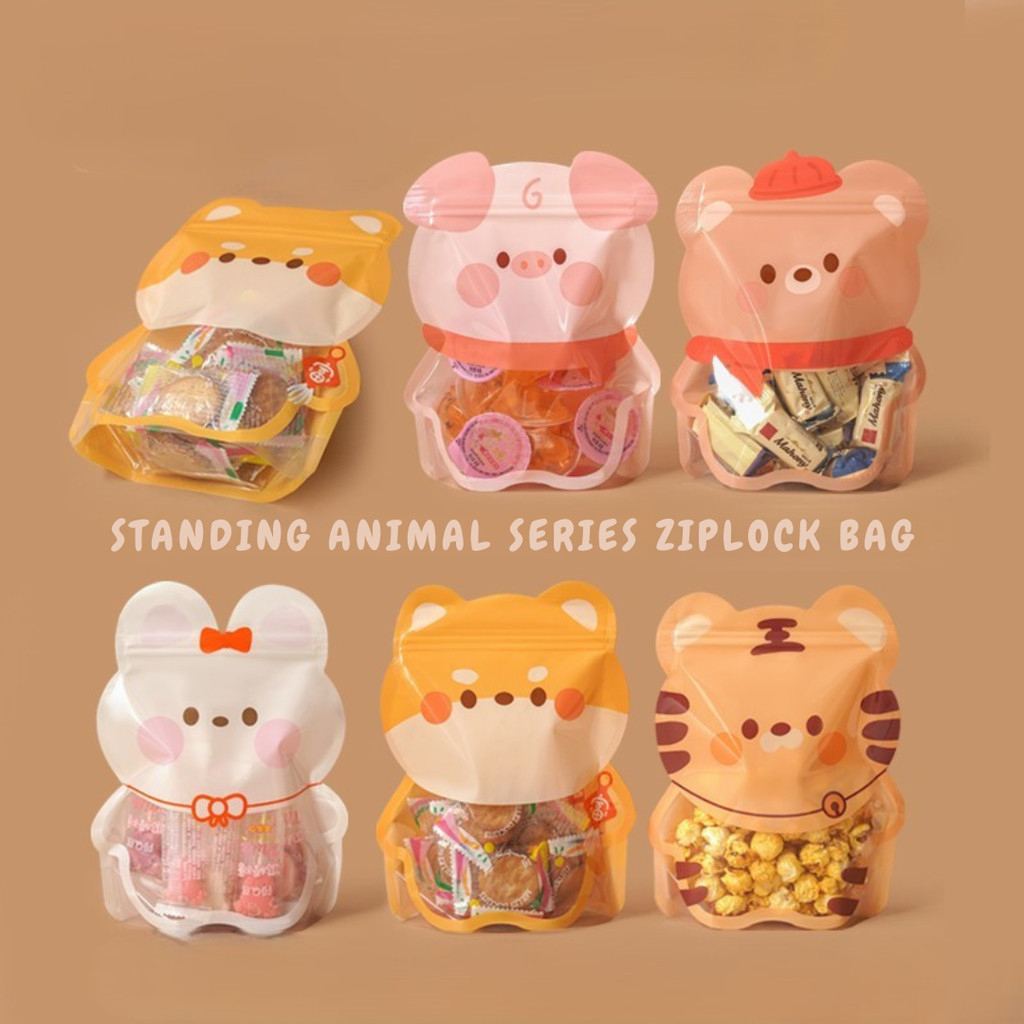 [HARU] Standing Animal Series Ziplock Bag Ziplock Packaging Zipper Plastic Packing Clip Storage Plac