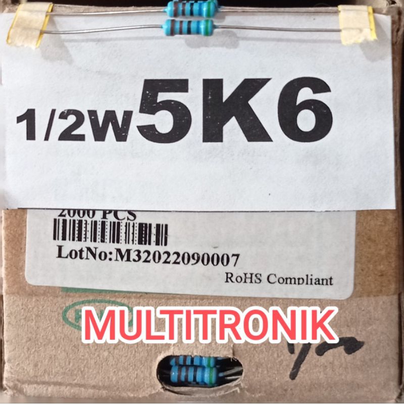 5K6 1/2WATT 1% RESISTOR 0.5WATT 5K6 ฟิล์มโลหะ TAIWAN