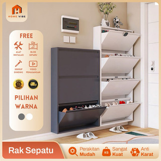 Rak Sepatu Susun Besi Tertutup 2 - 4 Layer Kuat Tebal Lemari Sepatu Minimalis Besi Kokoh Anti Karat