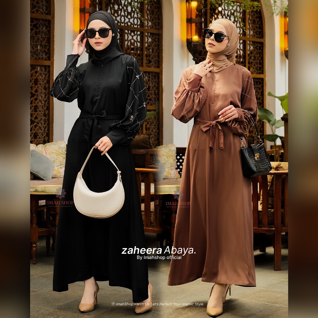 MATA HITAM Imah Shop Zaheera Abaya ตุรกีสีดํา Muslimah Syari Gamis Fursan วัสดุผสม Swarovski Eyes