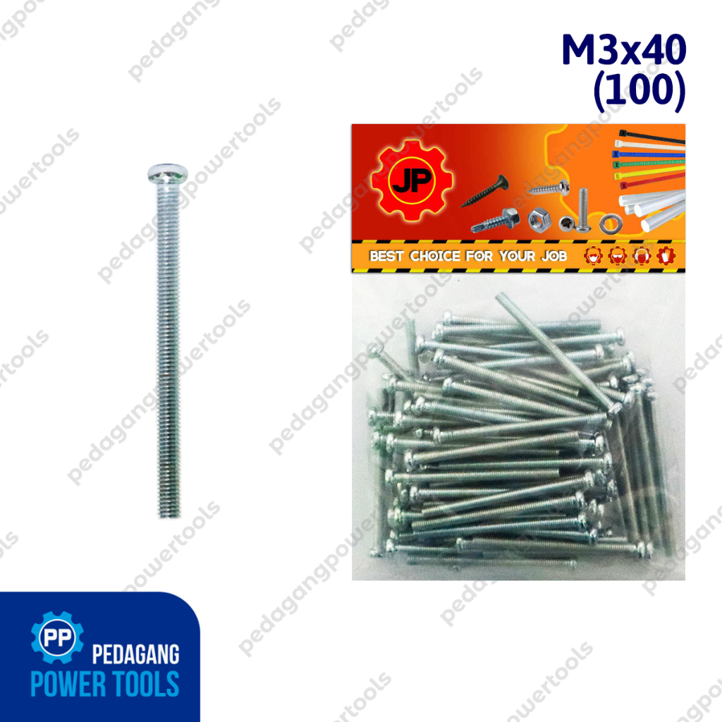 JP M 3 x 40 MM BOLT - JP 3x40 BOLT SCREW COTENTS 100 ชิ้น
