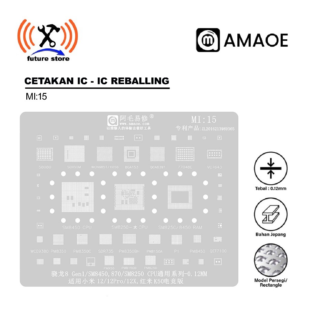 AMAOE MI:15 SNAPDRAGON 8 Gen1/SM8450,870/SM8250 CPU UNIVERSAL SERIES IC MOLD -0.12MM ORIGINAL