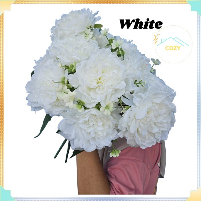 ARTIFICIAL PEONY FLOWERS JUMBO ACC BRANCHES 5 FAKE FLOWERS PREMIUM WEDDING DECORTATION