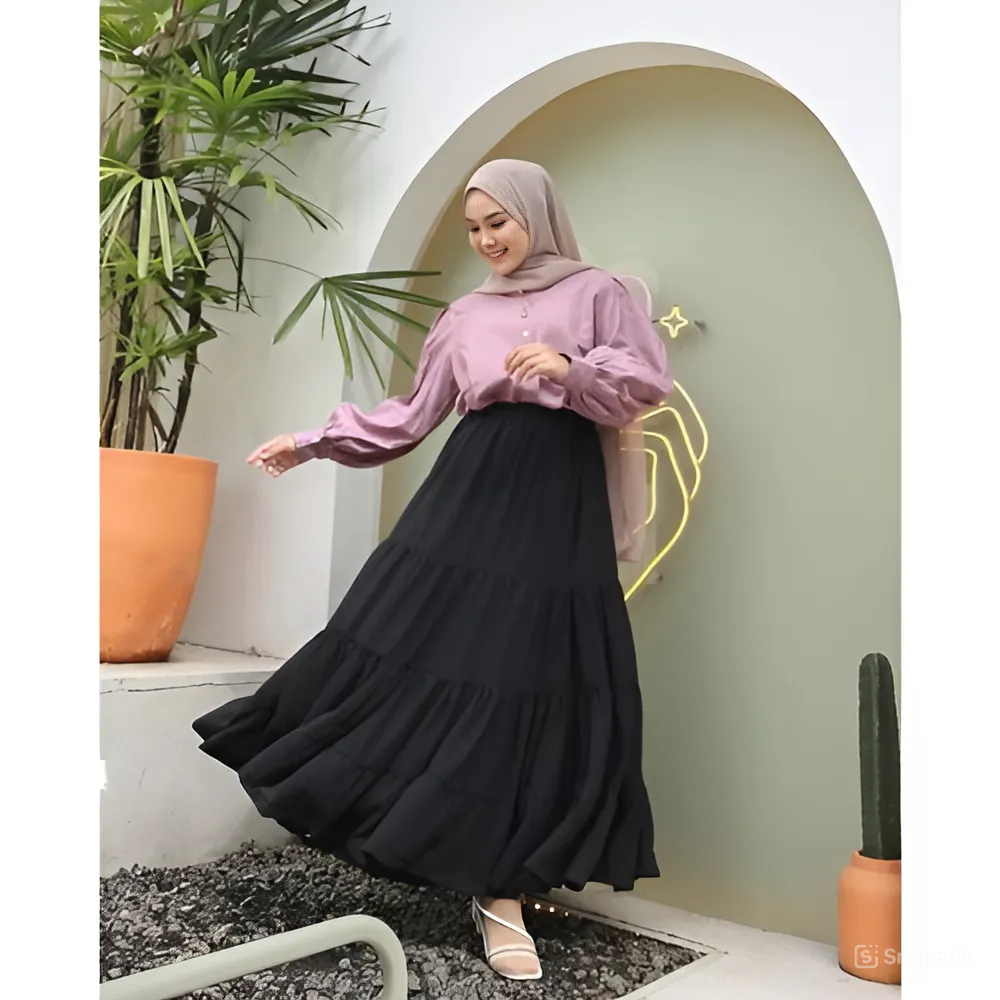 SUPER QUALITY 4-LAYER CANDA SKIRT / TER SKIRT / MUSLIM WOMENS SKIRT / 4-LAYER SKIRT - น่าระทึกใจ - S