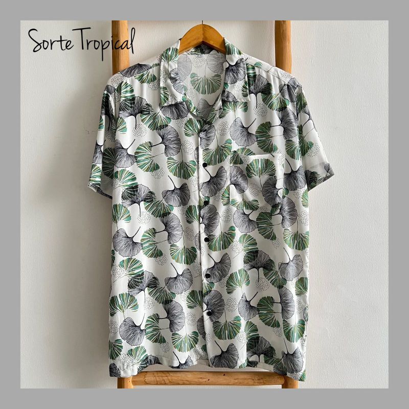 Kemeja Sorte TRPICAL - เสื้อเชิ้ตพิมพ์ลายใบชายหาดฮาวายลายดอกไม้ Unisex Casual Rayon Jumbo