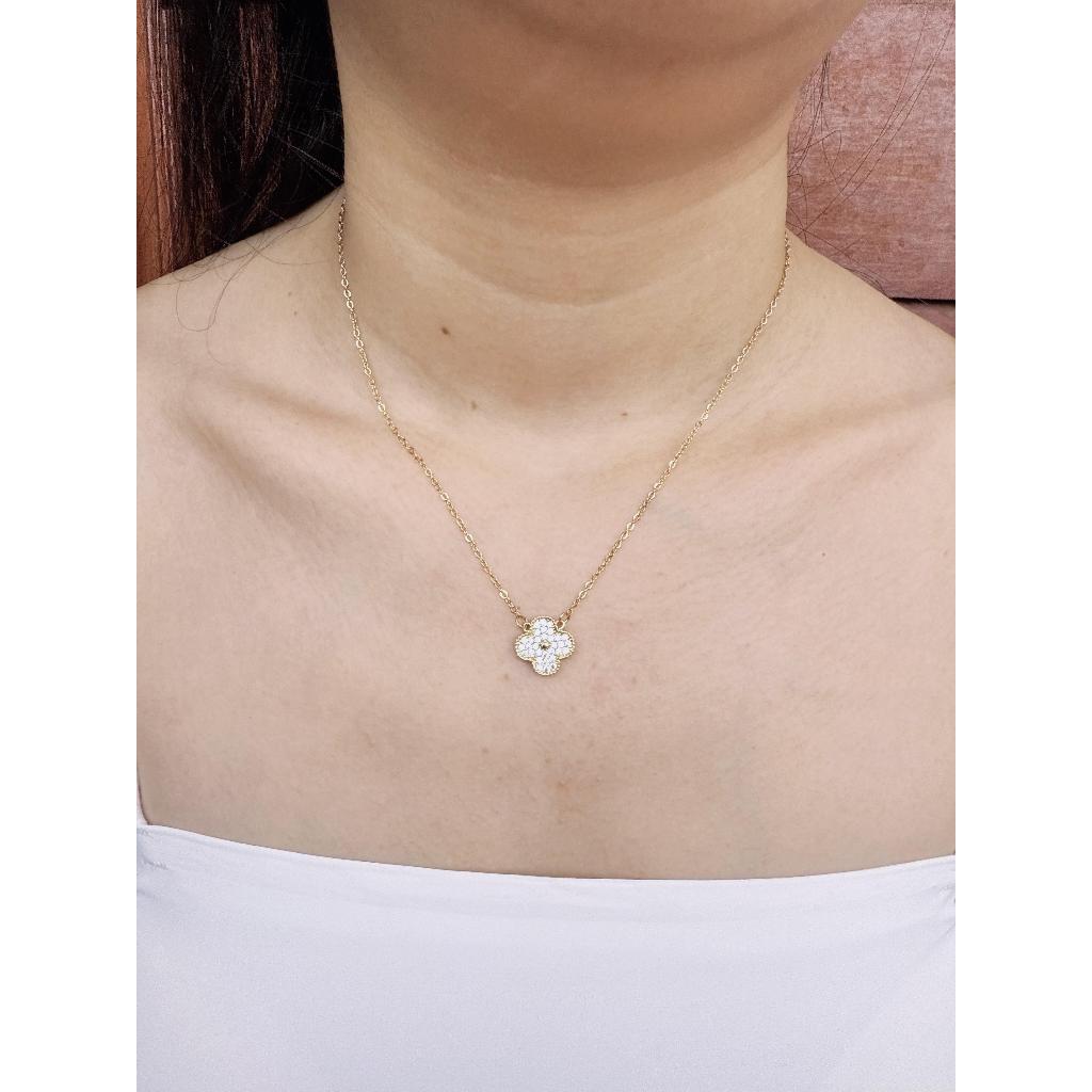 สร้อยคอไทเทเนียมผู้หญิง Vdclip 01 Anti-Rust 18k Gold / สร้อยคอแฟชั่นเกาหลี KVD01G