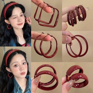 Cooke - Red Earrings Anting Giwang Telinga Aesthetic Wanita Aksesoris fashion Wanita Korean Style Mewah Elegan By Ohellow.Studio [H2-2]