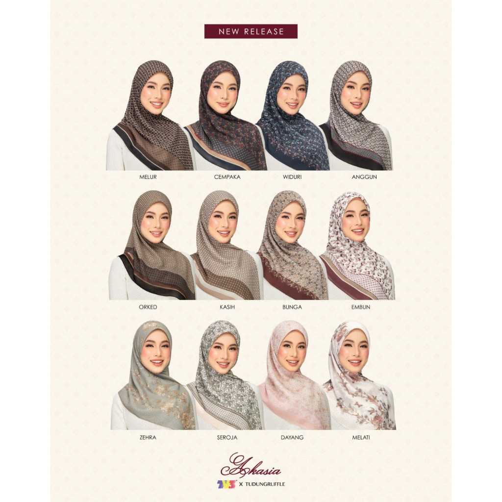 Acacia x TV3 Tudungruffle MERAKI ruffle Hood 100% Original Malaysia Square Voal Hijab
