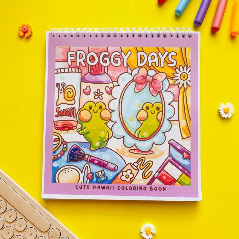 Froggy Days สมุดระบายสีน่ารัก Kawaii - สมุดระบายสีสําหรับเด็กและผู้ใหญ่ - Healing Therapy