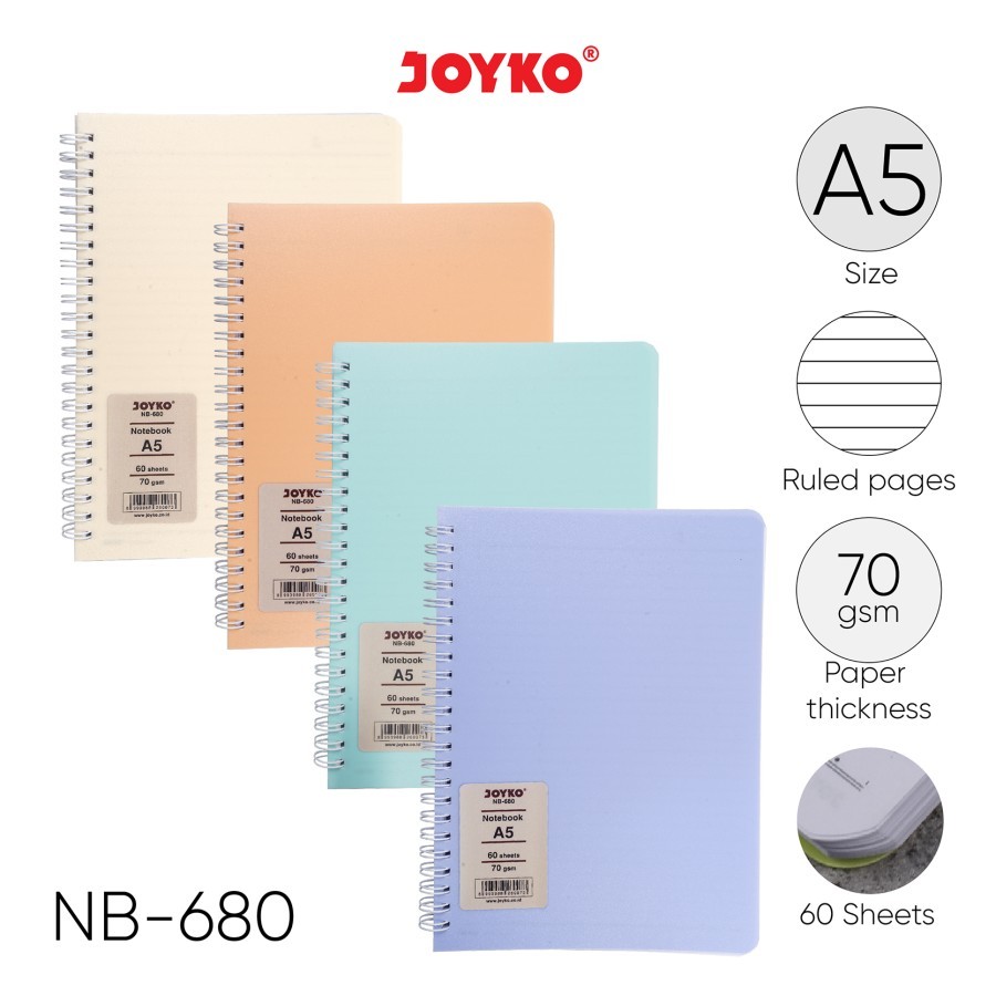 JOYKO NB-680 NOTEBOOK / DIARY BOOK / AGENDA BOOK A5 SIZE PASTEL COLOR