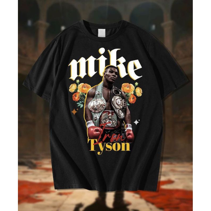 เสื้อยืดมวย Mike Tyson มีโลโก้ด้านหน้า