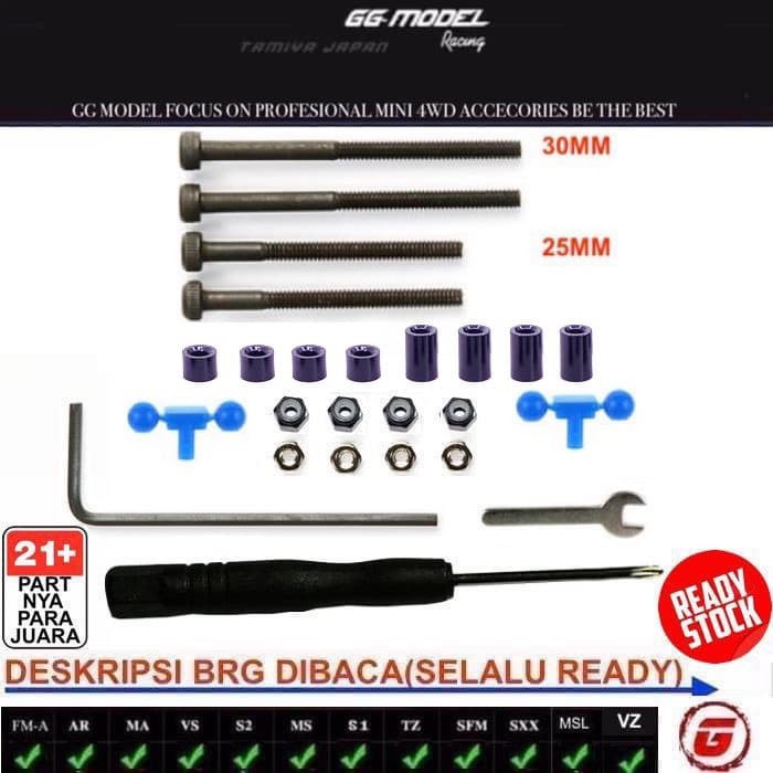 REP TAMIYA 15454 2mm CAP SCREW SET (25mm, 30mm)