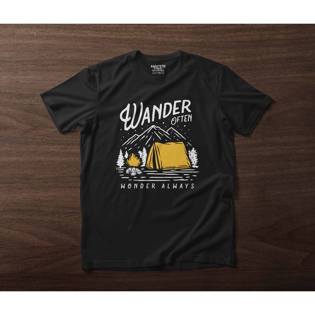 Kaostetik เสื้อยืด WANDER OFTEN CAMPING distro เสื้อยืด unisex สําหรับผู้ชายและผู้หญิง