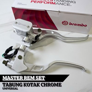 murah master rem kotak oval 1set kiri kanan universal silver/black