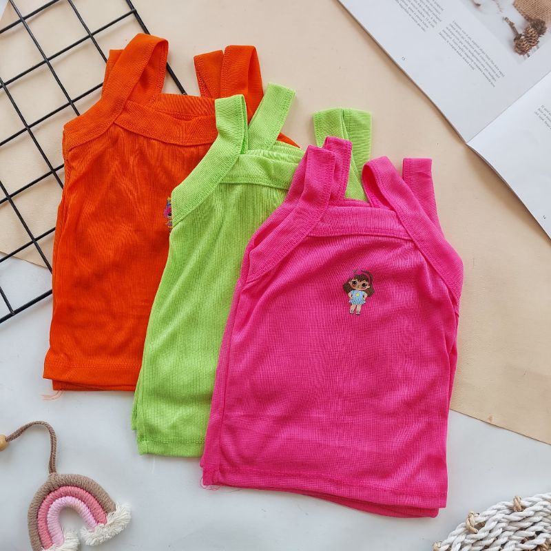 6 ชิ้น EMBROIDERED เสื้อกล้ามเด็กผู้หญิง / เสื้อกล้ามเด็กขายส่ง