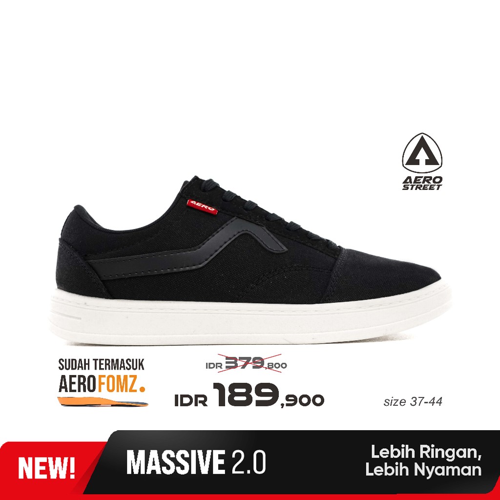 Hitam Aerostreet 37-44 Massive Low 2.0 สีดํา - รองเท้าผ้าใบลําลอง