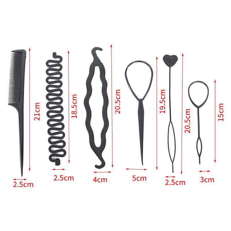 ￼6in1 hair Braiding Tool 6in1 / หวีจัดแต่งทรงผมดีไซน์ผม 6in1 / 1 ชุดผมถักเปีย