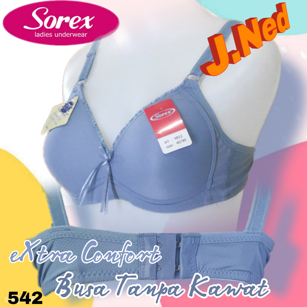 J542 Sorex Extra Comfort Bra สําหรับผู้หญิง โฟม ไม่มีลวด ไซส์ 36-42 คัพ AB สองตะขอ