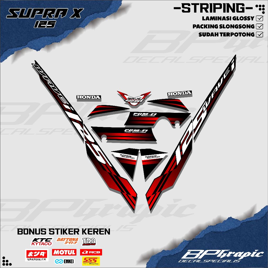 HONDA SUPRA X 125 R MOTORCYCLE STRIPING, MODERN MOTIF, CODE KPH 001