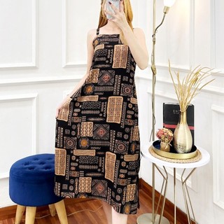 Dress Tanktop Wanita Daster Tali Panjang Wanita Rayon motif Baju Tidur Bumil Busui Casual Mini