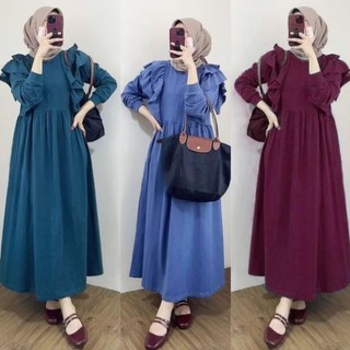 Meldi Ruffle Dress Premium | Gamis Crinkle Airflow