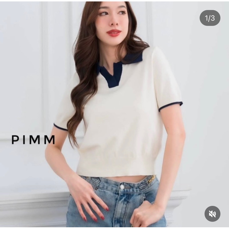 B162 PIMM V Button List เสื้อผ้าผู้หญิงนําเข้า