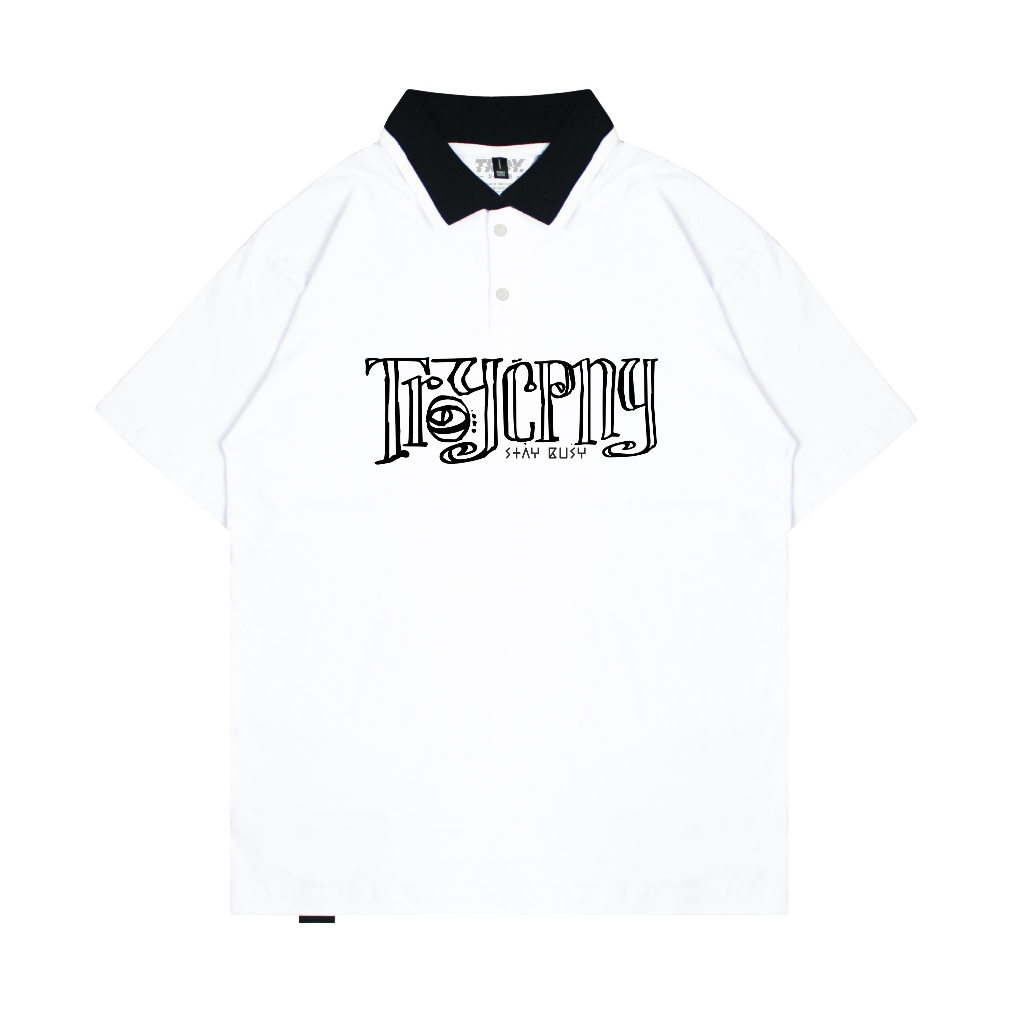 Troy Company Cotton Rugby Polo Shirt White Etnic - เสื้อโปโลสีขาว PR 2964