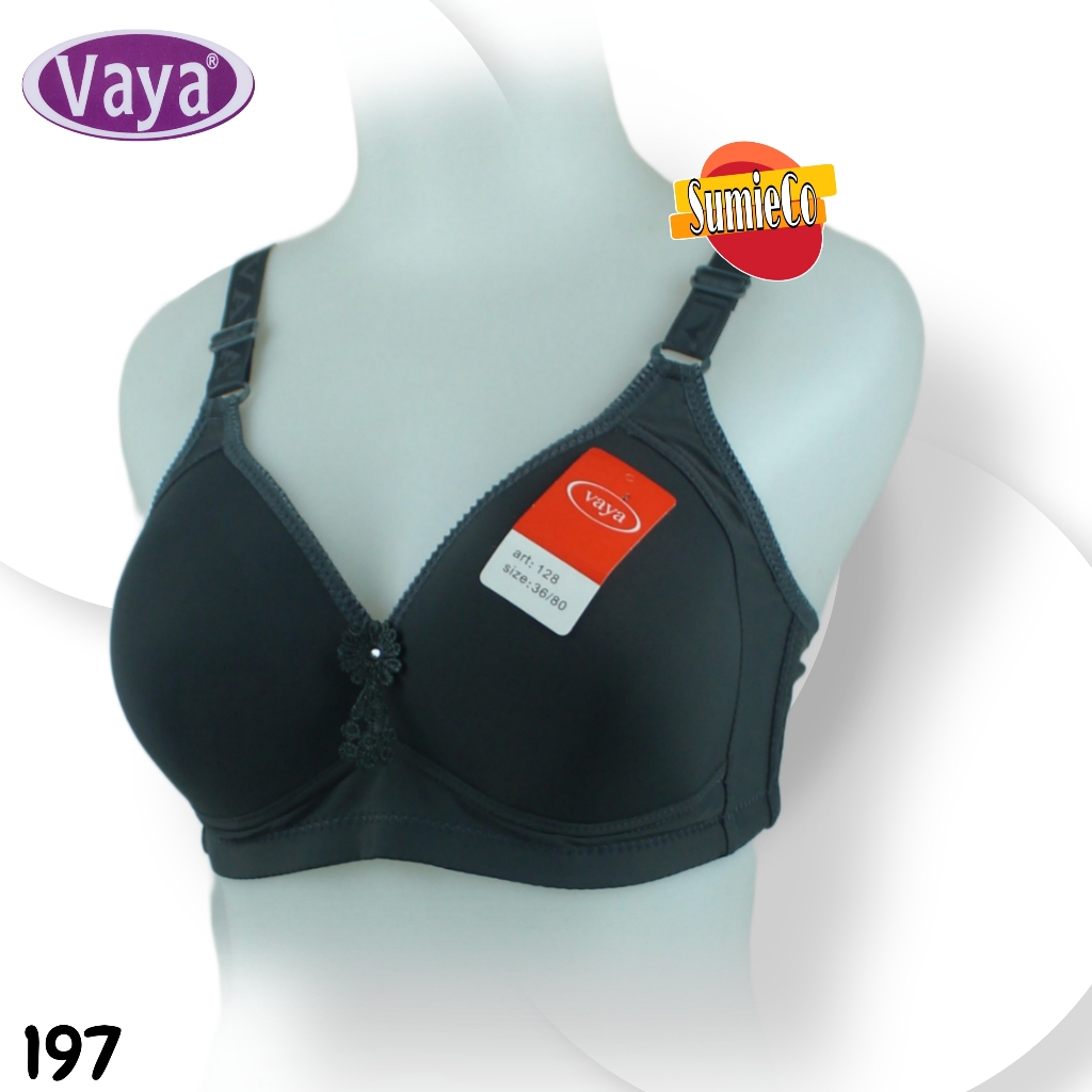 SM197 (1-3 ชิ้น) Vaya Bra สําหรับวัยรุ่นและผู้ใหญ่, Vaya Bra Thin Foam Wire-Free Large Cup (C) ขนาด 