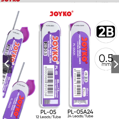 1 DOZEN CONTENTS 12 TUBE ไส้ดินสอ Joyko PL-05 2B 0.5 มม. ไส้ดินสอ