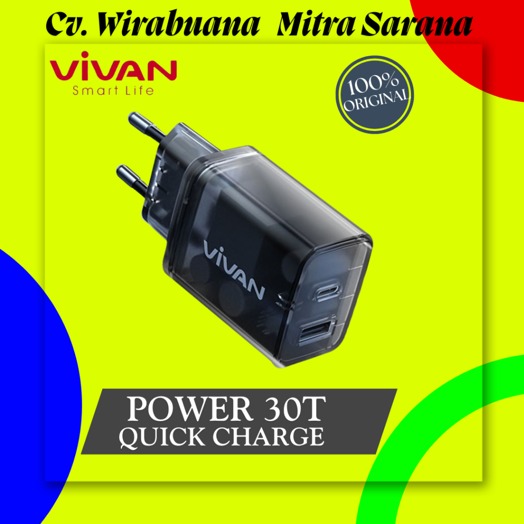VIVAN Charger Fast Charging Type C 30W Dual Output Power 30T
