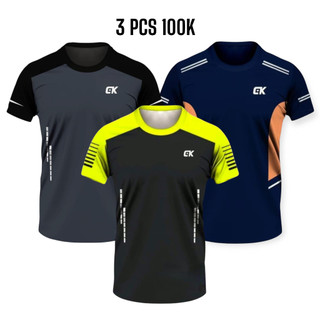 KAOS OLAHRAGA PRIA PAKET HEMAT 3 PCS 100K BAJU OLAHRAGA IMPORT GYM JOGGING FUTSAL LARI TENIS DLL DEWASA SIZE L-XL-XXL