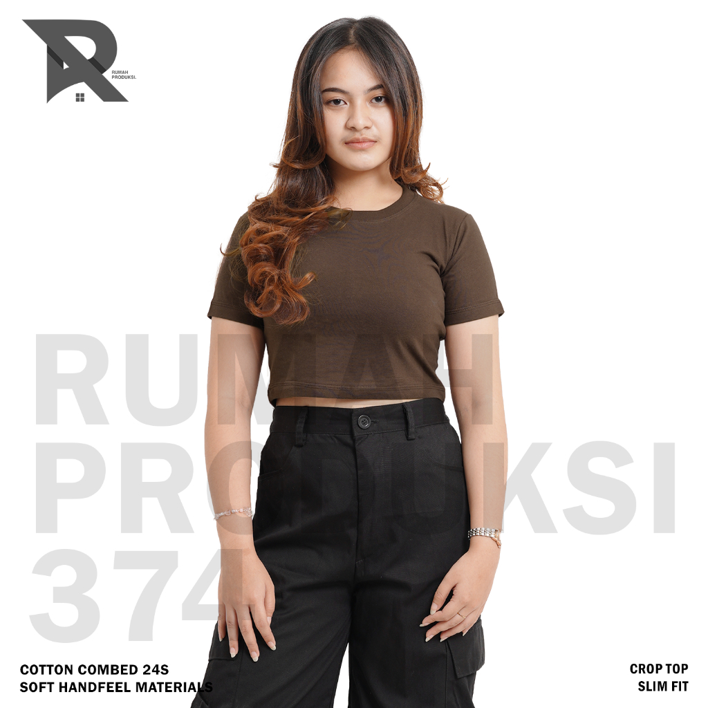 เสื้อครอป BASIC สีน้ําตาลเข้ม PLAIN | CROPTOP สีน้ําตาลเข้ม TOFFEE | CROPTOP Y2K | เสื้อครอป TEE SLI