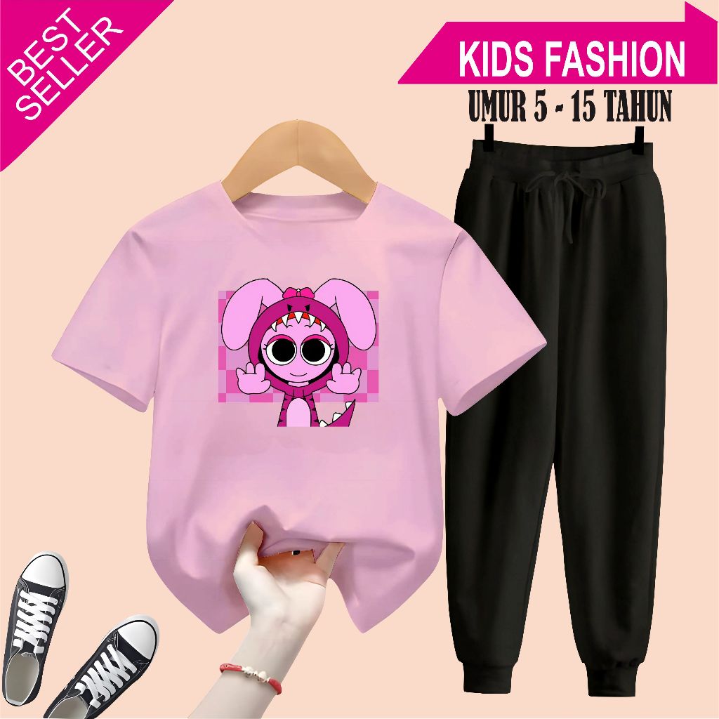 MCL - กางเกงจ็อกเกอร์เด็ก 5-15 Years Old Sprunki Pink Motif