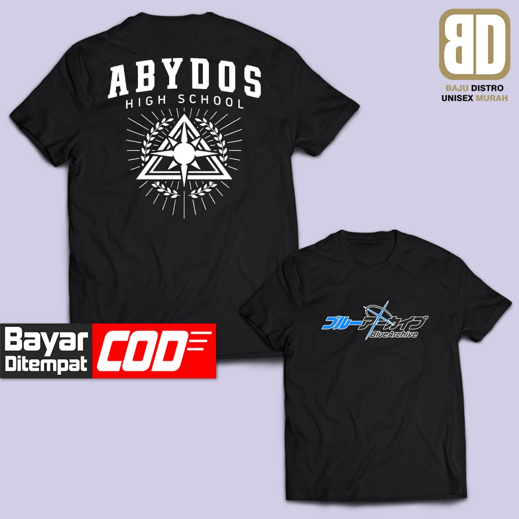 อะนิเมะเสื้อยืด ABYDOS HIGHSCHOOL BLUE ARCHIVE มังงะ Tshirt Unisex ญี่ปุ่น BRAIN CLOTHES