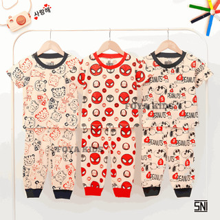 FOYA KIDS -  Setelan premium pajamas unisex motif full gambar/Setelan celana panjang anak usia 0-6 tahun/Setelan baju tidur
