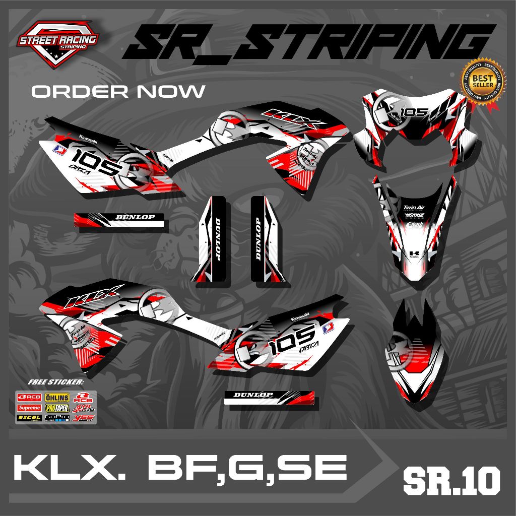 Striping Sticker Variation Strip Sticker KLX 150 G/BF/SE Cool Graphic Motif - แล้วป้องกันรอยขีดข่วนและพิมพ์ผลรายละเอียดคมชัด SR.10