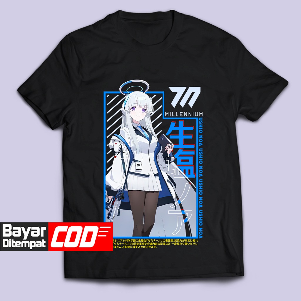 อะนิเมะเสื้อยืด USHIO NOA SWIMSUIT BLUE ARCHIVE มังงะ Tshirt Unisex ญี่ปุ่น BRAIN CLOTHES