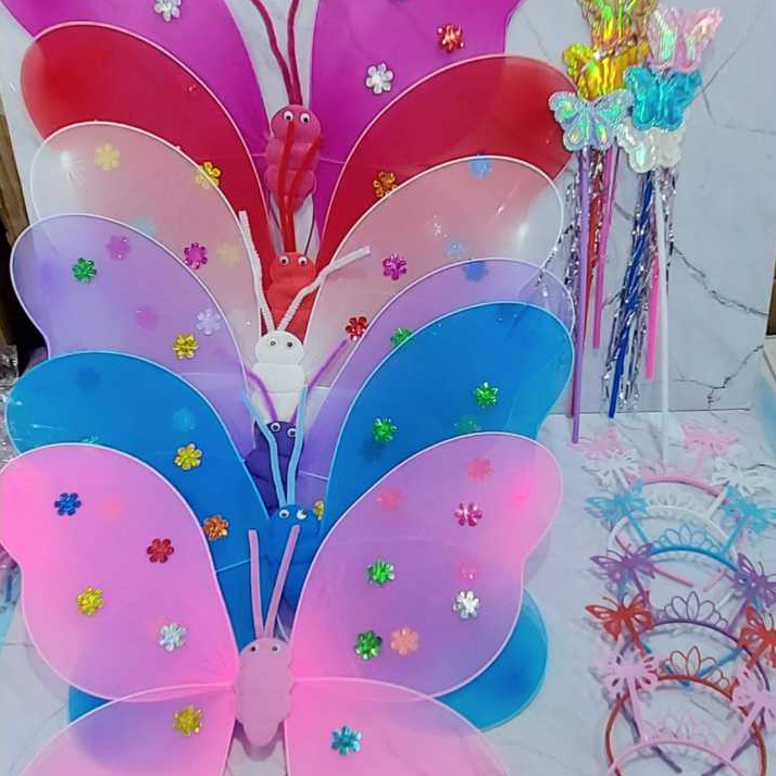CHILDRENS BUTTERFLY FAIRY WINGS COSTUME SET / FAIRY COSTUME / STICK + HEADSET + ชุด LED FAIRY WINGS