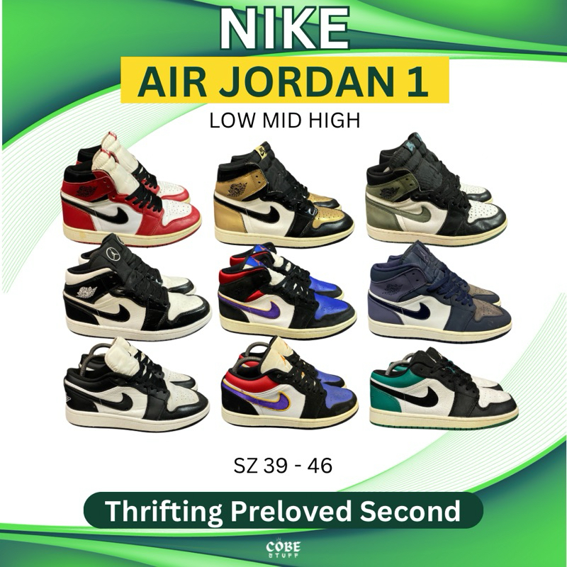 Sz35-46 รองเท้า Nike Air Jordan 1 Preloved Thrift Secound