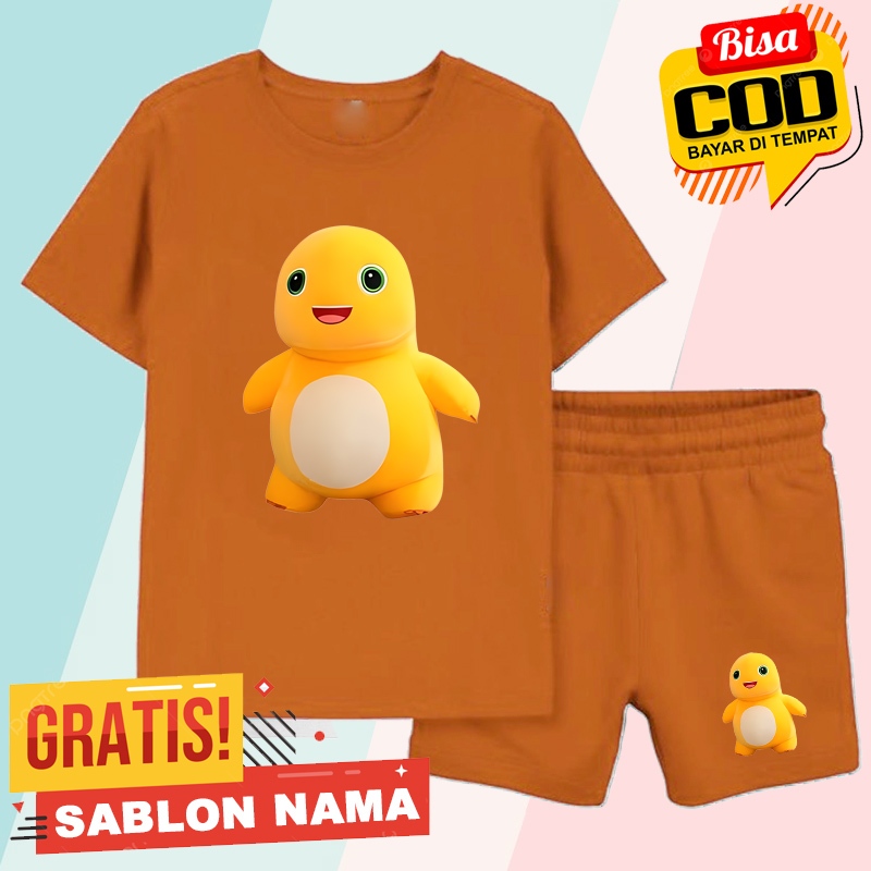 Nailong Dino Kids T-Shirt Set / Boys & Girls T-Shirt Pants Set Custom Name Nailong Dino