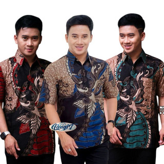 Batik Pria Lengan Pendek Premium BATIK AZIMIL HRB026 motif KERATONAN Kode 002 size M L XL XXL