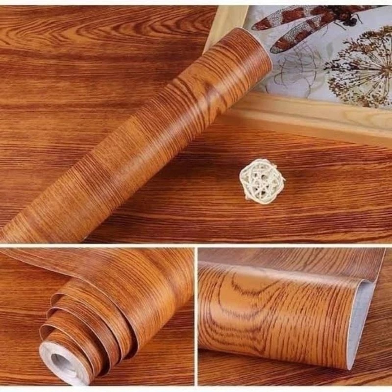 ซื้อ 5 แถม 1 ฟรี BROWN WOOD FIBER LIGHT WALLPAPER STICKER 45CM X 5M