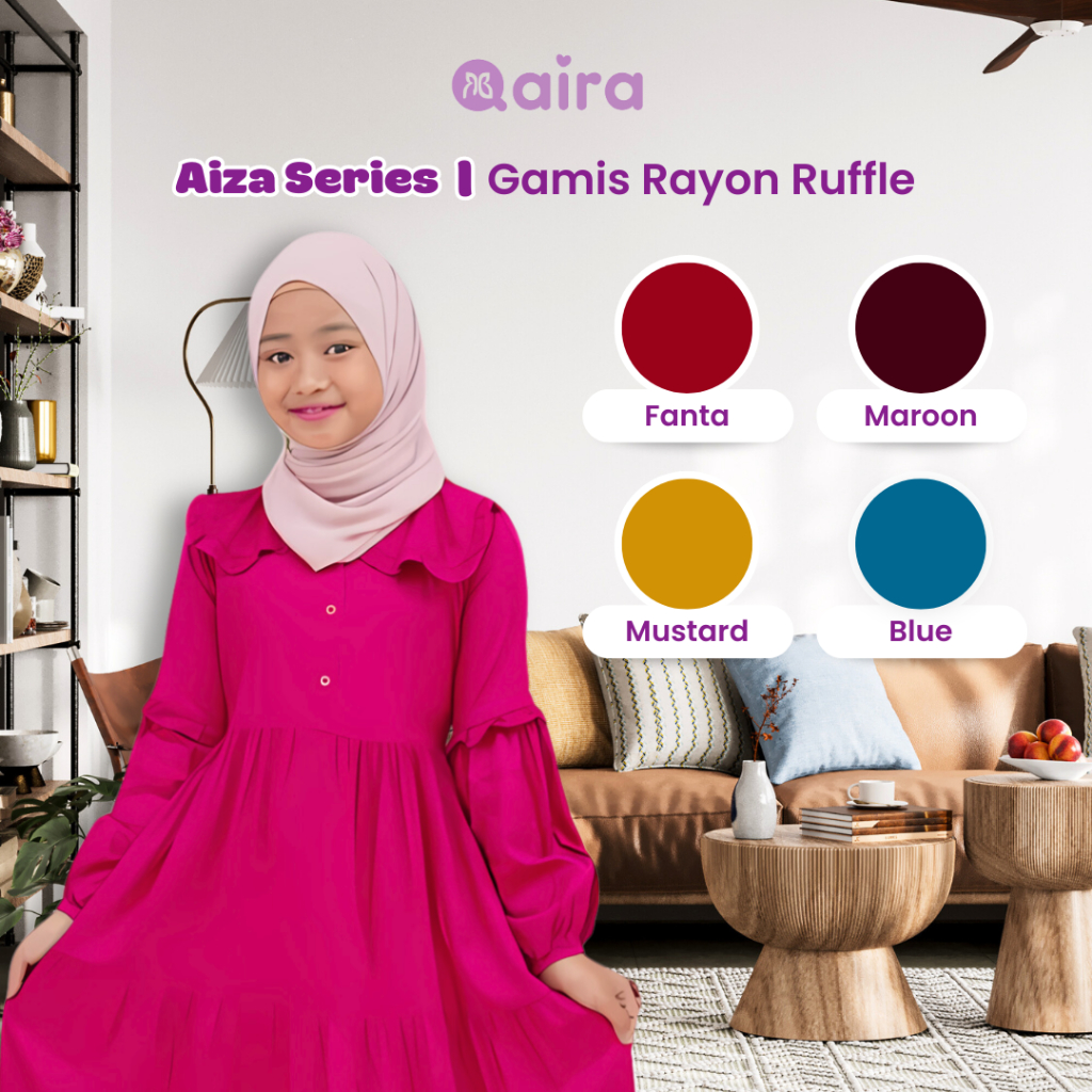 Qaira Plain Rayon Twill Children Gamis - Aiz Series