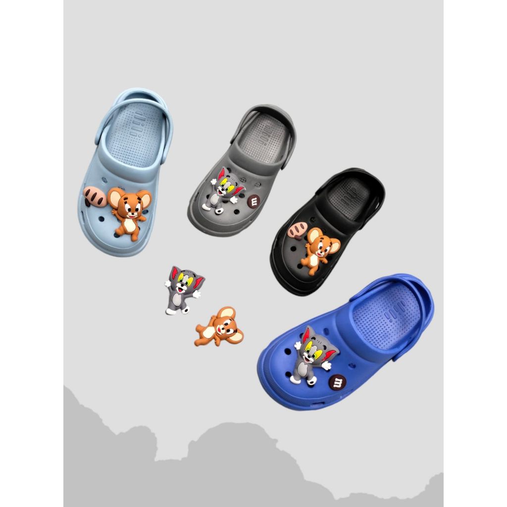 Dili Baim รองเท้าแตะสําหรับเด็กผู้ชาย Jibbits 3D การ์ตูน Tom, และ Jerry น่ารักนุ่มขนาด 24-35 805G/H-