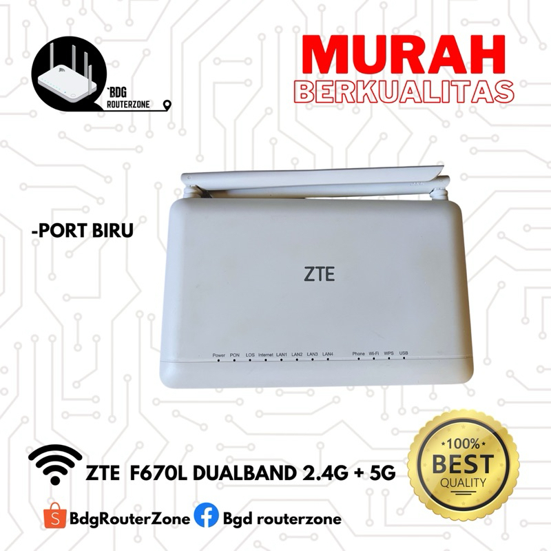 HIJAU ZTE F670L Dualband Port blue/green port Unit+Adapter Original 12volt