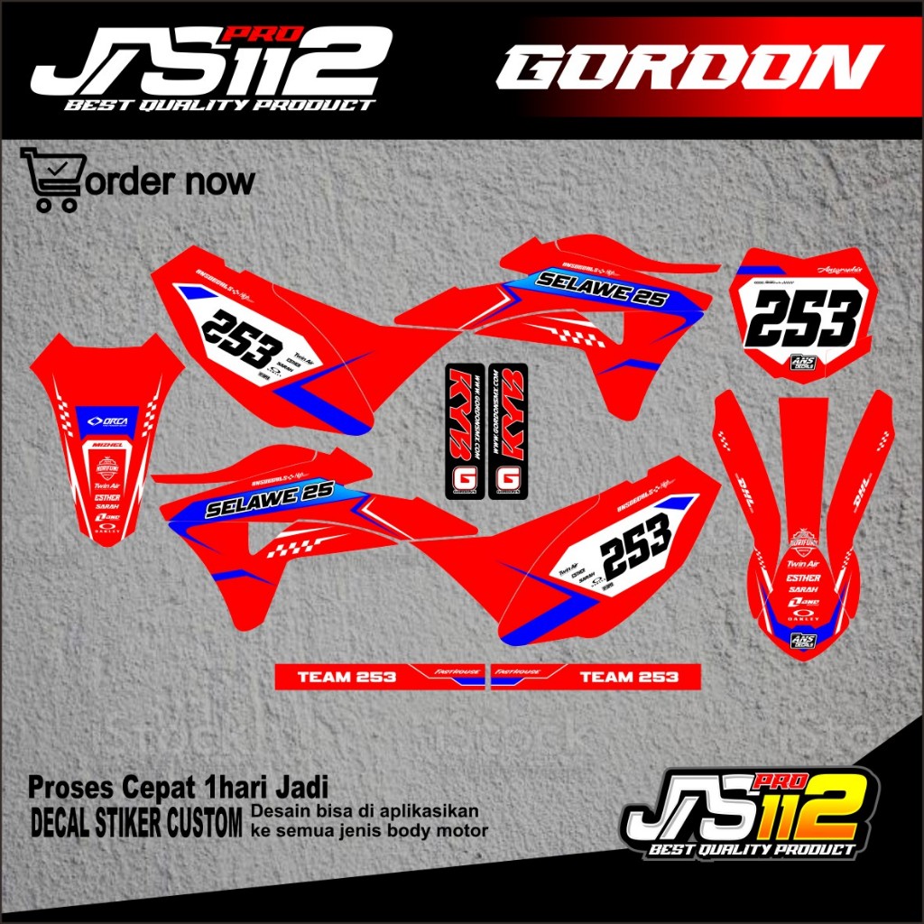 DECAL KLX GORDON DECAL body GORDON DECAL kawasaki KLX GORDON DECAL