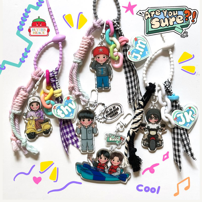 Bagcharm BTS (ARE YOU SURE?!) จีมิน JUNGKOOK TAEHYUNG | Bagcharm & KEYCHAIN GLITTER BTS