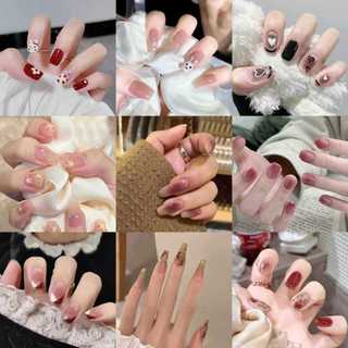 NS 24pcs 3D Kuku Palsu With Kotak(Free lem) Perawatan Kecantikan Kuku Wedding