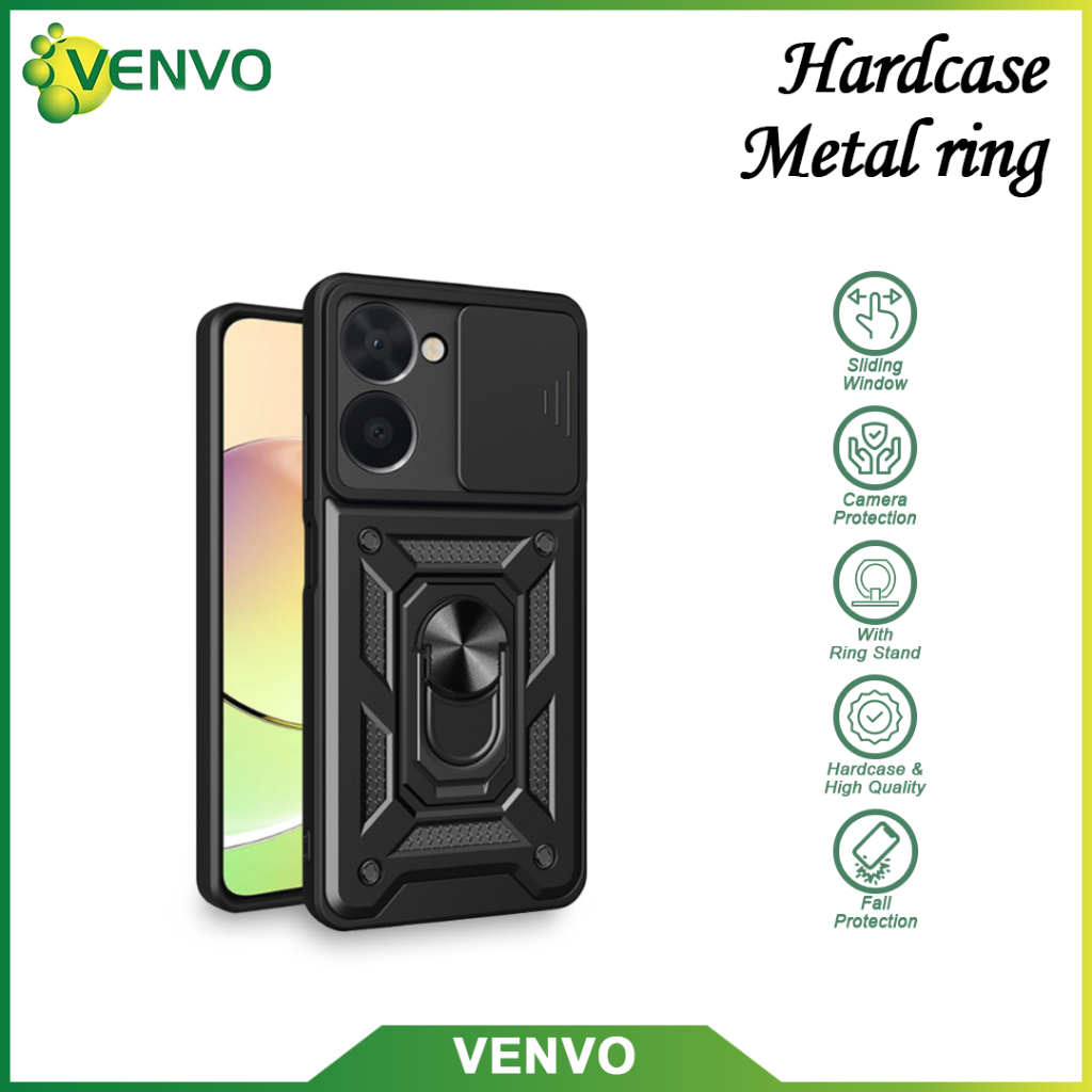 VENVO - VV45 Hardcase แหวนโลหะ Xiaomi Poco C40 C65 F3 F4 5G F4 GT F5 M3 M3 Pro M4 Pro 4G M5 M5S M6 4